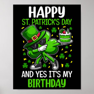 Lycklig St patricks day Birthday Shamrock Dab Bday Poster