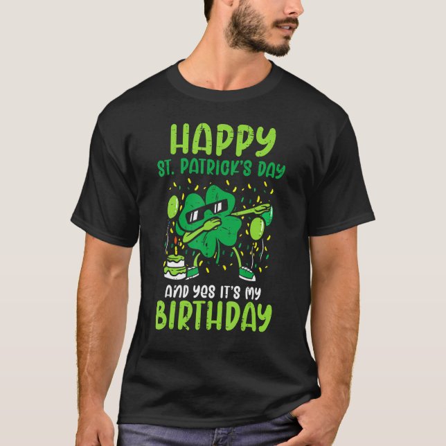 Lycklig St patricks day Birthday Shamrock Dab Bday T Shirt (Framsida)
