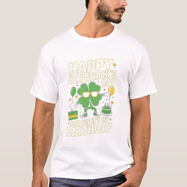 Lycklig St patricks day Birthday Shamrock Dab Bday T Shirt (Framsida)