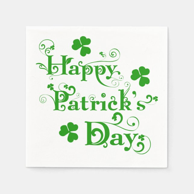 Lycklig St. Patrick's Day Blommigt Text Design 2b Pappersservett (Framsidan)