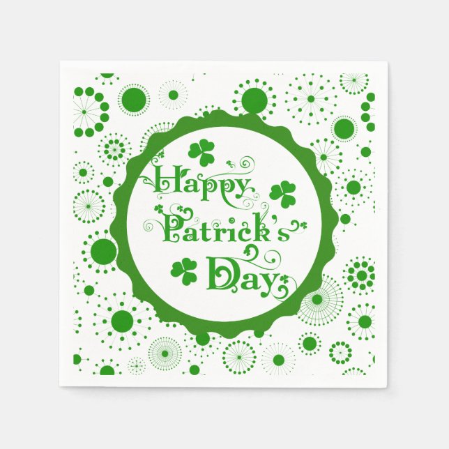 Lycklig St. Patrick's Day Blommigt Text Design Pappersservett (Framsidan)