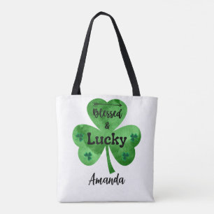 Lycklig St. Patrick's Day Blsed and Lucky Tote Tygkasse