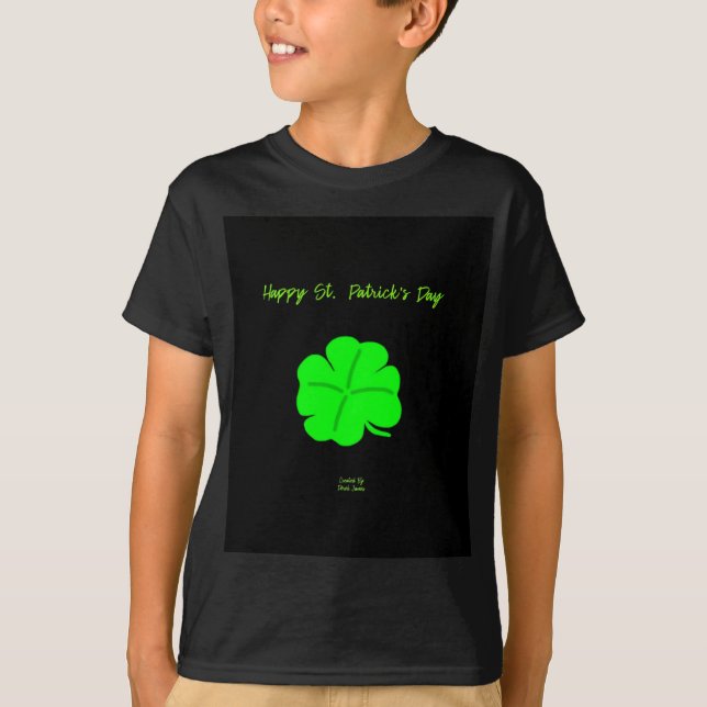 Lycklig St. Patrick's Day Boys Black Basic T Shirt (Framsida)