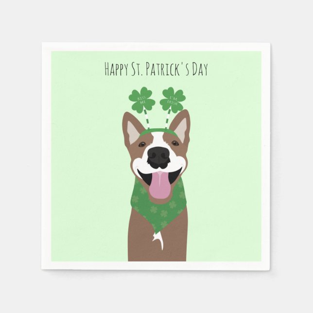 Lycklig St patricks day Brown Hund Grönt Pappersservett (Framsidan)
