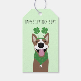 Lycklig St patricks day Brown Hund Grönt Presentetikett