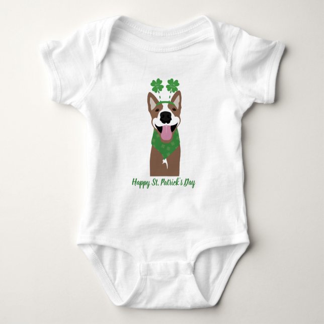 Lycklig St patricks day Brown Hund Grönt T Shirt (Framsida)