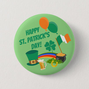 Lycklig St. Patrick's Day Button Knapp