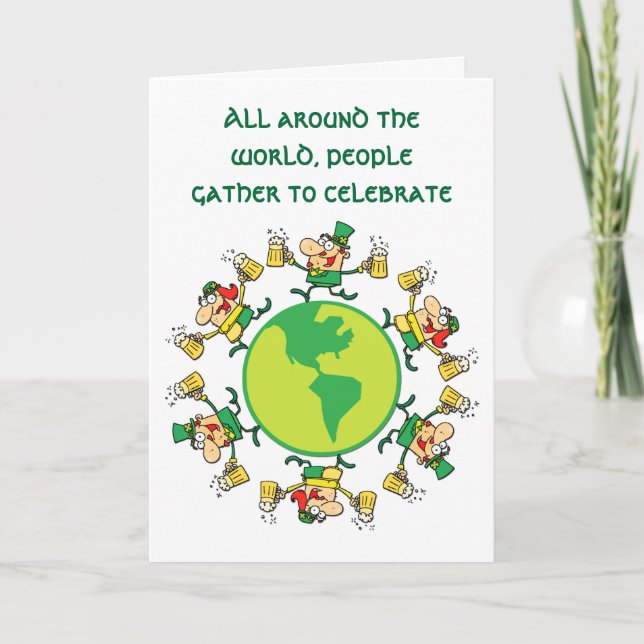 Lycklig St patrick's day Card: Leprechaunsar med ö Kort (Framsida)