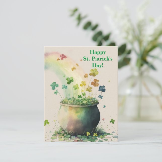 Lycklig St. Patrick's Day Card Pot of Guld Julkort (Stående Fram)