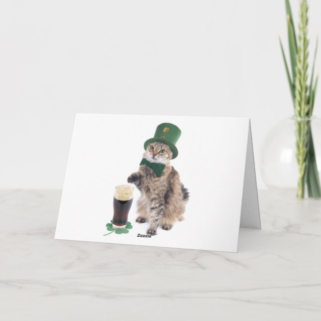 Lycklig St. Patrick's day cat-hälsningskort Kort (Baksida)