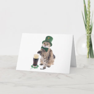 Lycklig St. Patrick's day cat-hälsningskort Kort