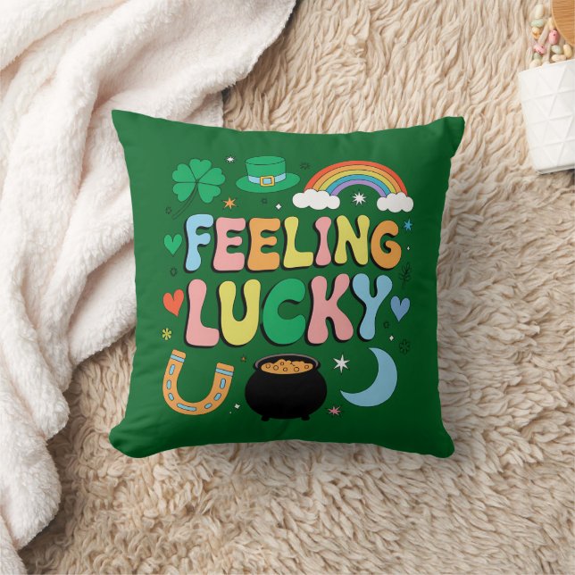 Lycklig St Patricks Day-charm Irländsk shamrock Kudde (Filt)