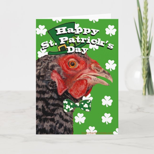 Lycklig St. Patrick's Day Chicken Card Kort (Framsida)