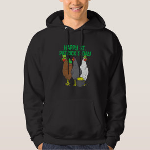Lycklig St patricks day Chicken Funny Farmer Anima Hoodie