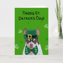 Lycklig St. Patrick's Day Chihuahua-hälsningskort Kort