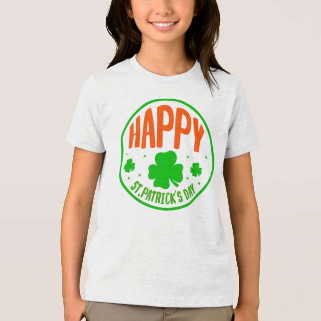 Lycklig St. Patrick's Day Circle Design-63501 T Shirt (Framsida)