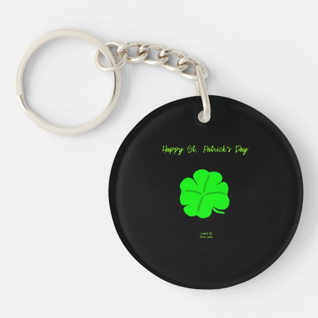 Lycklig St. Patrick's Day Circle Nyckelring (Framsidan)