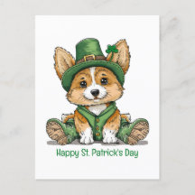 Lycklig St. Patrick's Day Corgi Hund