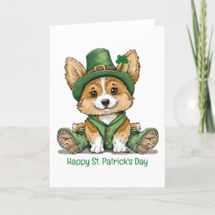 Lycklig St. Patrick's Day Corgi Hund Helgkort