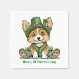 Lycklig St. Patrick's Day Corgi Hund Pappersservett