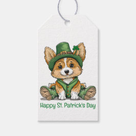 Lycklig St. Patrick's Day Corgi Hund Presentetikett