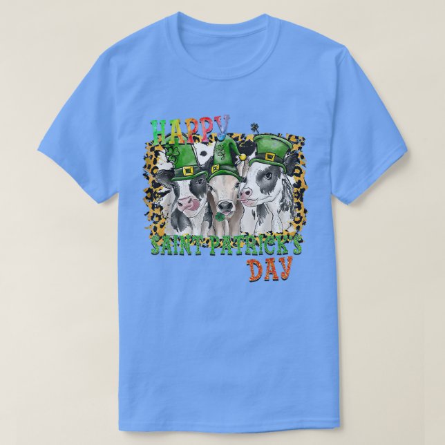 Lycklig St patricks day Cows leopard farm Leprecha T Shirt (Design framsida)
