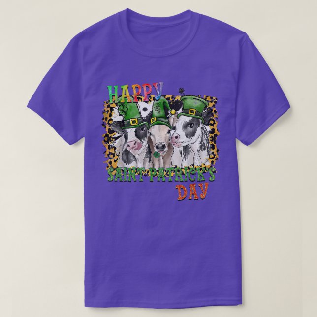 Lycklig St patricks day Cows leopard farm Leprecha T Shirt (Design framsida)