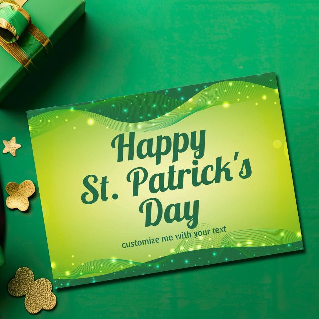 Lycklig St. Patrick's Day Cute Anpassningsbar Grön Julkort (Skapare uppladdad)