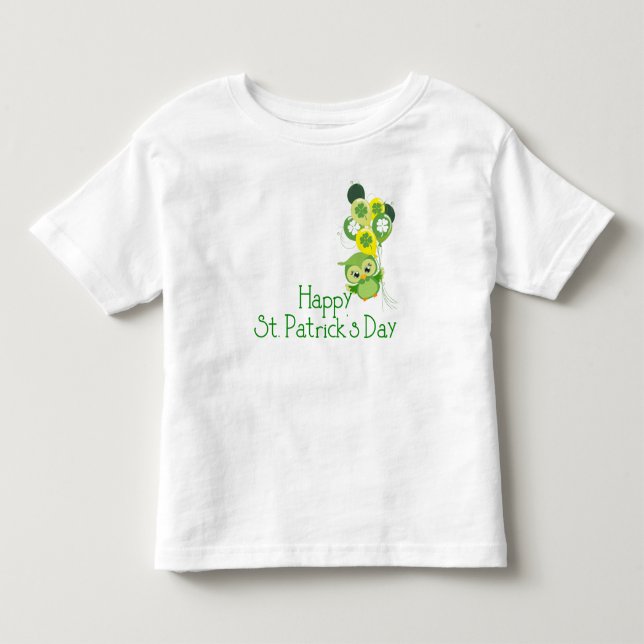 Lycklig St. Patrick's Day Cute Grönt Uggla Balloon T Shirt (Framsida)