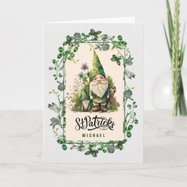 Lycklig St. Patrick's Day. Cute Irish Gnomes Anpas Kort