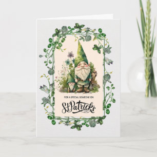 Lycklig St. Patrick's Day. Cute Irish Gnomes Kort