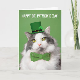 Lycklig St patricks day Cute Kattunge i Grönt Helgkort