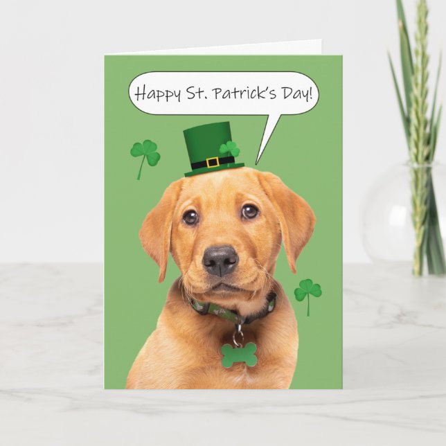 Lycklig St patrick's day Cute Labrador Puppy Helgkort (Framsida)