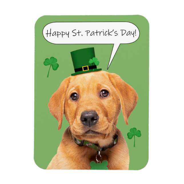 Lycklig St patrick's day Cute Labrador Puppy Magnet (Vertikal)