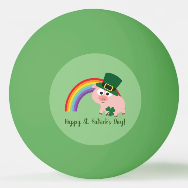 Lycklig St. Patrick's Day Cute Leprechaun Gris Fla Pingisboll (Framsidan)