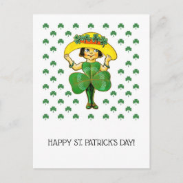 Lycklig St. Patrick's Day. Cute Little Irish Girl Vykort