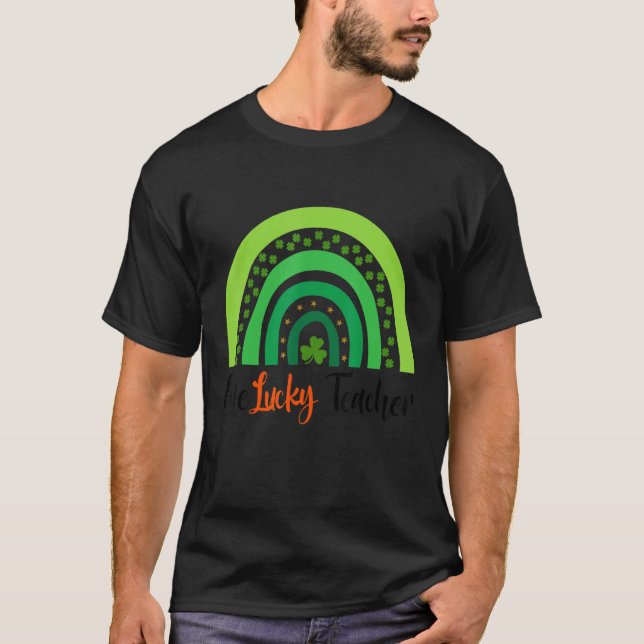 Lycklig St patricks day Cute One Lucky Teacher Rai T Shirt (Framsida)