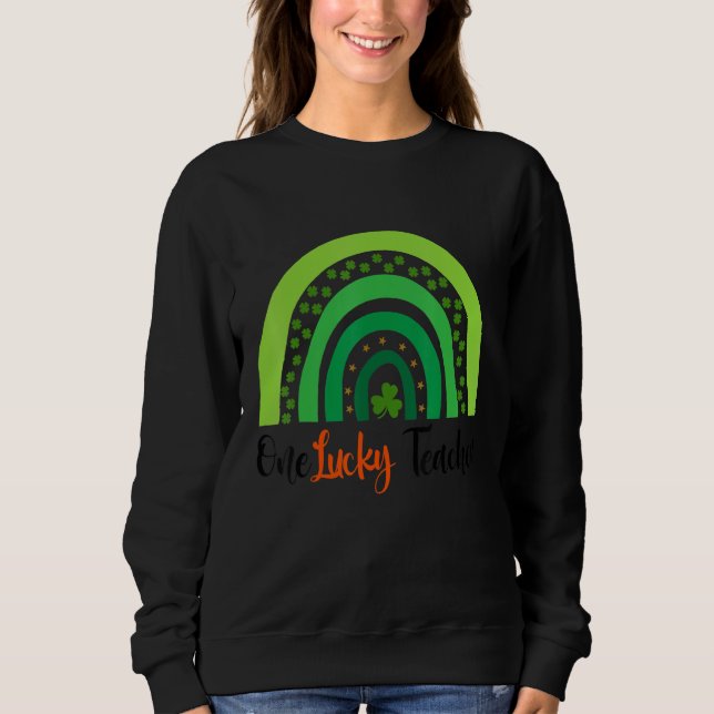 Lycklig St patricks day Cute One Lucky Teacher Rai T Shirt (Framsida)