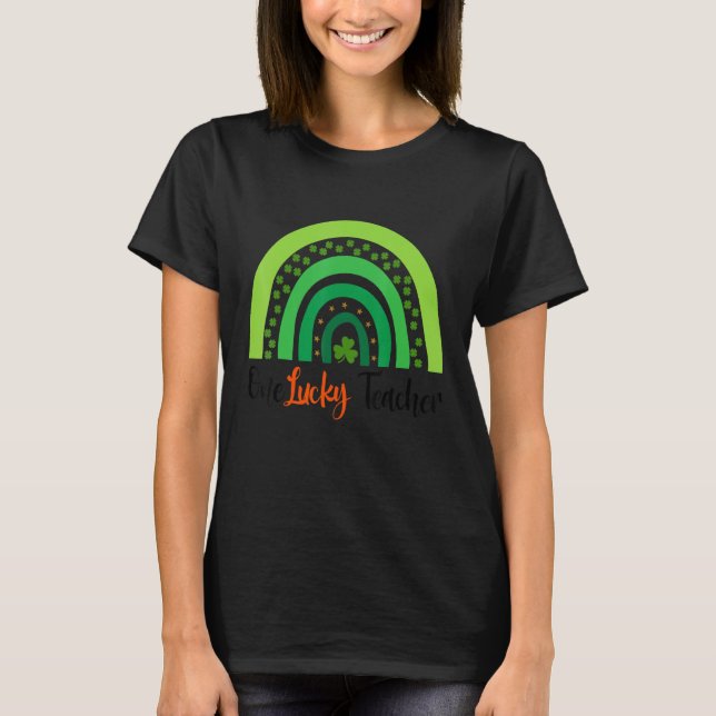 Lycklig St patricks day Cute One Lucky Teacher Rai T Shirt (Framsida)