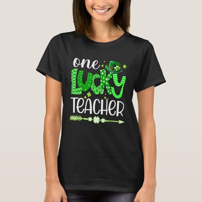 Lycklig St patricks day Cute One Lucky Teacher Sha T Shirt (Framsida)