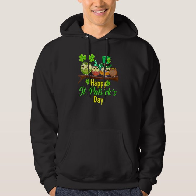 Lycklig St patrick's day Cute Uggla Hoodie (Framsida)
