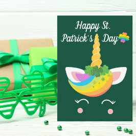 Lycklig St. Patricks Day Cute Unicorn Anpassade Kort