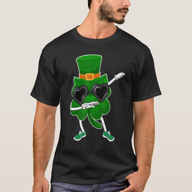 Lycklig St patricks day Dabbing Shamrock Hat Hip h T Shirt (Framsida)
