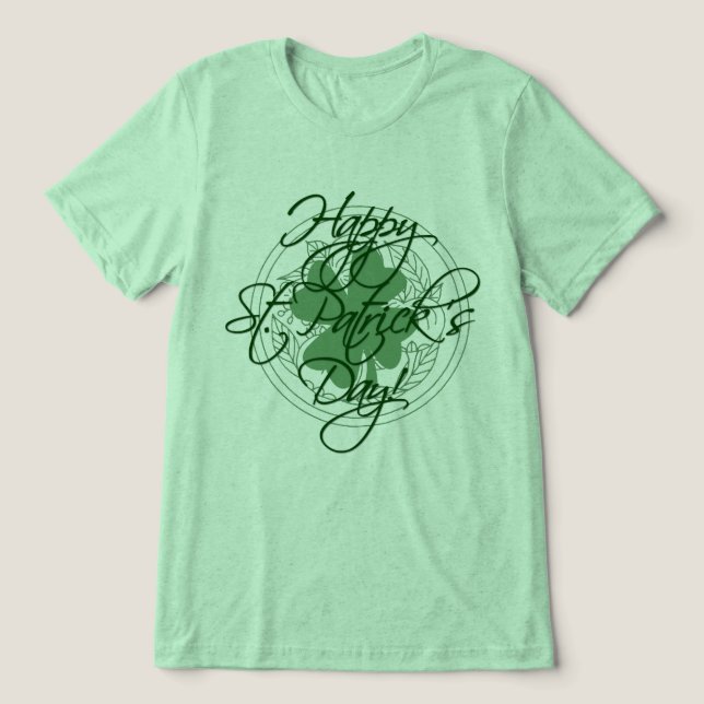 Lycklig St. Patrick's Day Decorative Script T Shirt (Design Framsida)
