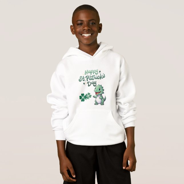 Lycklig St. Patrick's Day Dinosaur för barn T Shirt (Hel framsida)