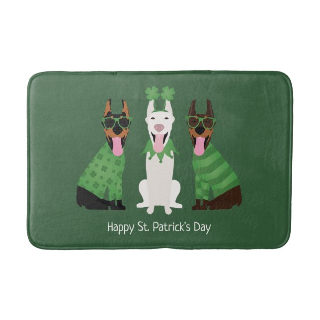Lycklig St patricks day Dobermann Hundar Badrumsmatta (Framsidan)