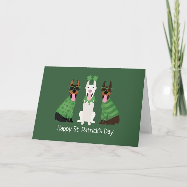 Lycklig St patricks day Dobermann Hundar Helgkort (Framsida)