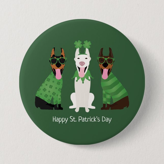 Lycklig St patricks day Dobermann Hundar Knapp (Framsida)