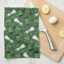 Lycklig St patricks day Dobermann Hundar Kökshandduk