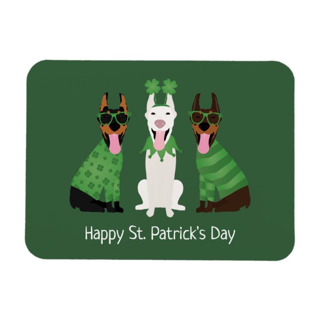 Lycklig St patricks day Dobermann Hundar Magnet (Horisontell)